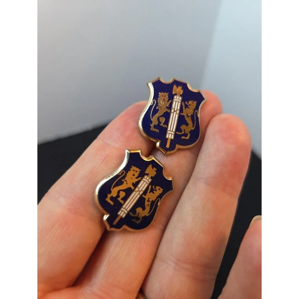 Vintage 108th Infantry US Army Blue & Gold Cufflinks New York